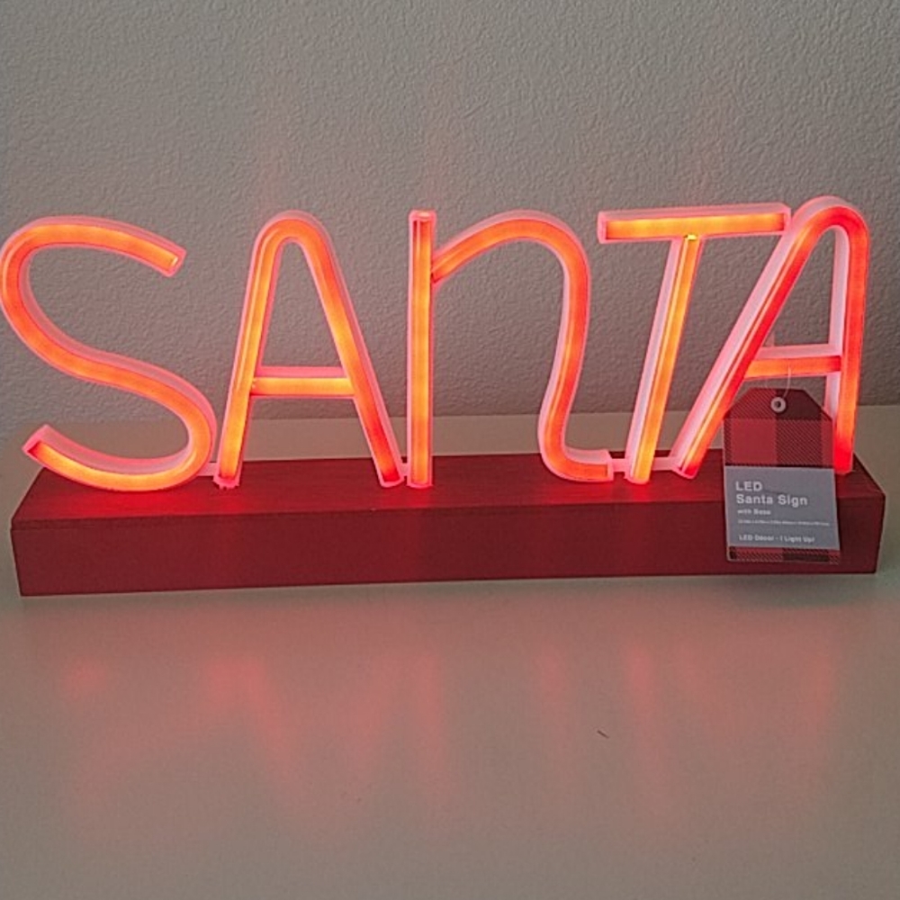 LED Santa Sign With Base - Picture 2 of 5